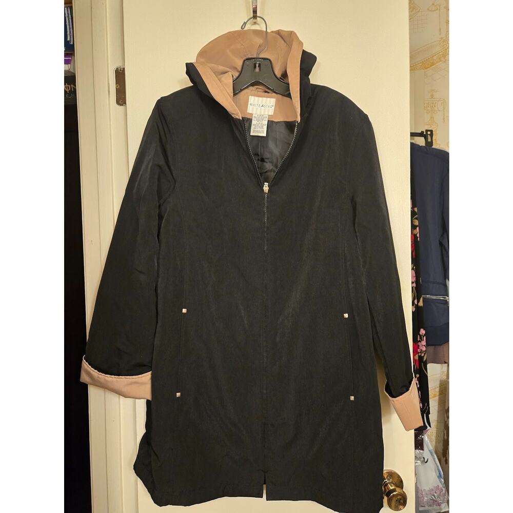 White Stag Black Raincoat Jacket Hoodie Full Zip Pockets Black Women's M 8 / 10